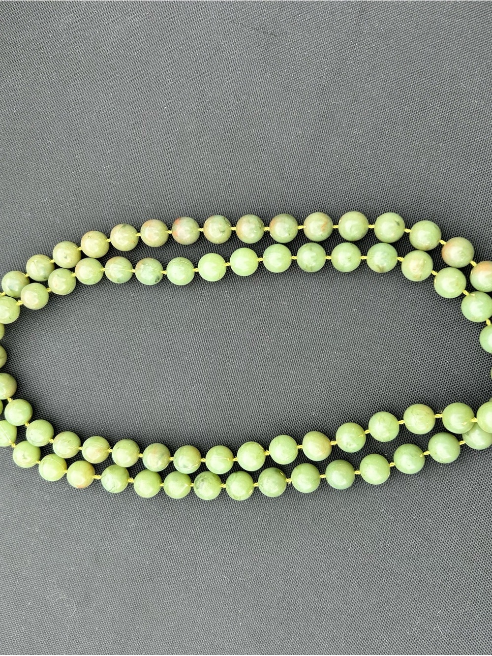 4/$100 green beaded mid century necklace 40 inches